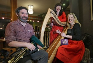 Renowned Harpist Deirdre Granville from Dingle, launching her new Album 'IMRAM' with her Sister, Flautist Dr Aoife Granville and Uileann Piper, Brendan McCreanor, at The Gathering, Annual Traditional Festival, a mix of live concerts, set dance classes, instrument workshops and lectures at The Gleneagle Hotel, Killarney